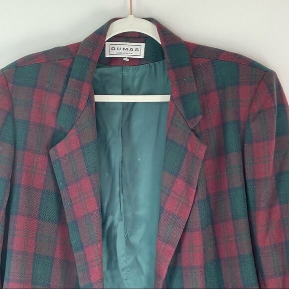Vintage Dumas made in USA Oversized Plaid Blazer Wool size Large #AG - Picture 4 of 9